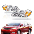Right+Left Headlights For 2003-08 Toyota Corolla Halogen Headlamp Chrome