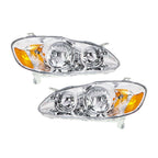 Right+Left Headlights For 2003-08 Toyota Corolla Halogen Headlamp Chrome