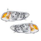 Right+Left Headlights For 2003-08 Toyota Corolla Halogen Headlamp Chrome