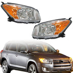 Left+Right Headlight For 2009-2012 Toyota Rav4 Sport Halogen Type Chrome
