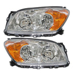 Left+Right Headlight For 2009-2012 Toyota Rav4 Sport Halogen Type Chrome