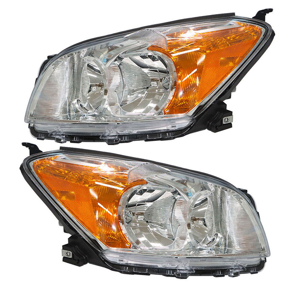 Left+Right Headlight For 2009-2012 Toyota Rav4 Sport Halogen Type Chrome