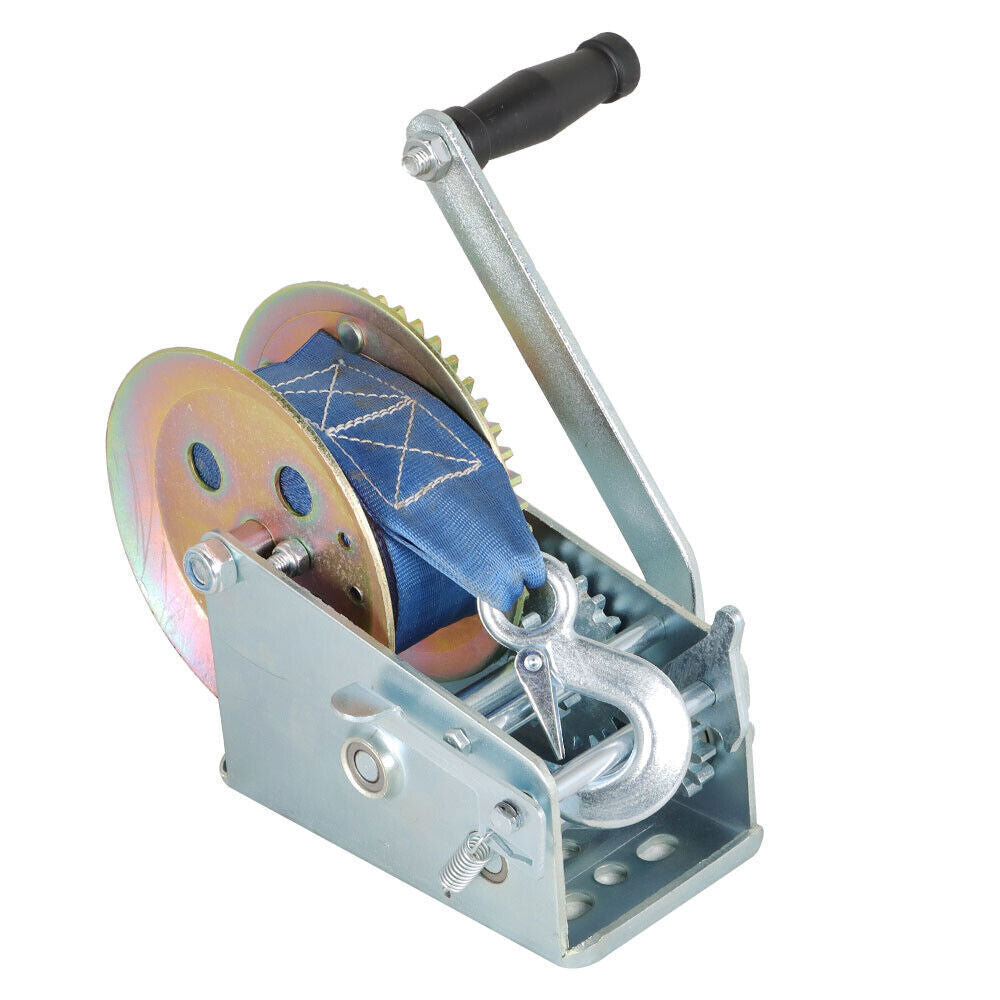 3500 lbs Dual Gear Hand Winch Hand Crank Manual Boat ATV RV Trailer