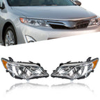 Pair Headlight For 2012-2014 Toyota Camry Projector Halogen Type Chrome