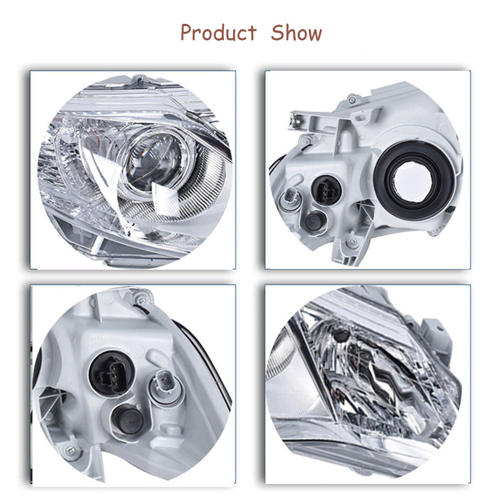 Pair Headlight For 2012-2014 Toyota Camry Projector Halogen Type Chrome