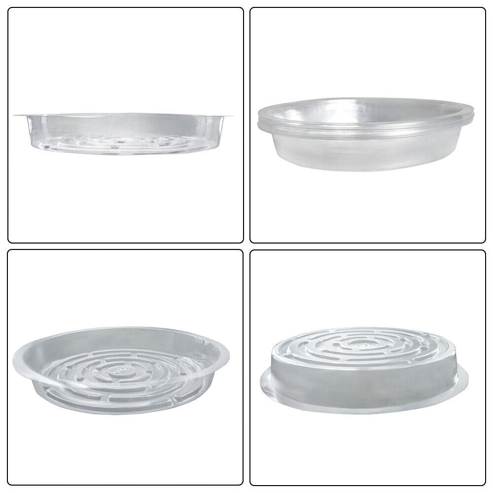 5 Pack Flowers Pot 12'' Plastic Clear Reusable Sturdy Saucer Plant Drip Trays