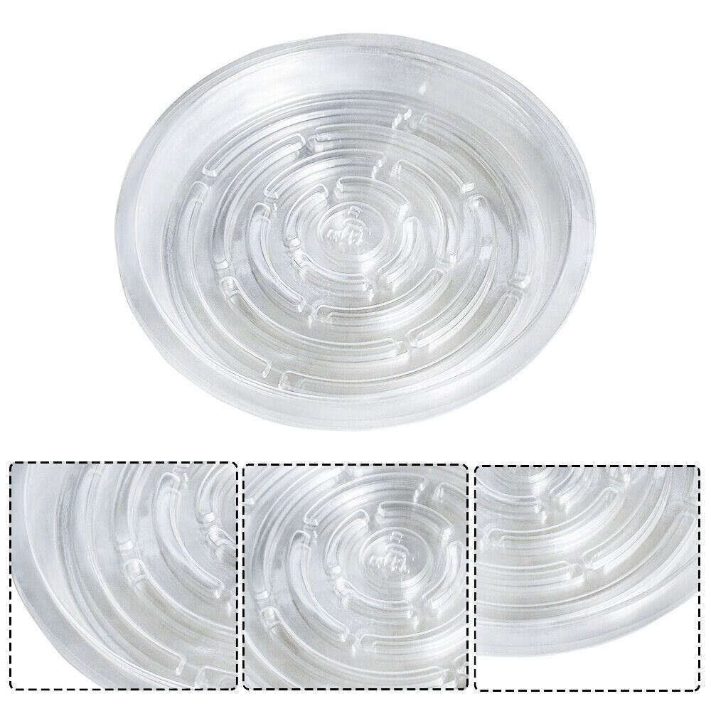 5 Pack Flowers Pot 12'' Plastic Clear Reusable Sturdy Saucer Plant Drip Trays