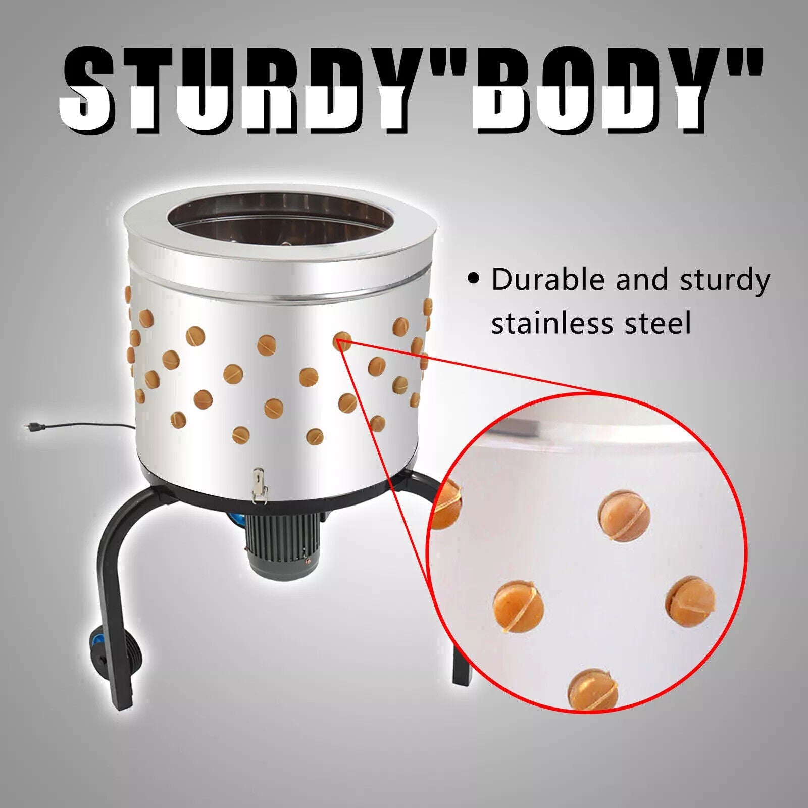 Chicken Plucker Machine Feather Plucker Stainless Steel Drum 280RPM Motor 120V