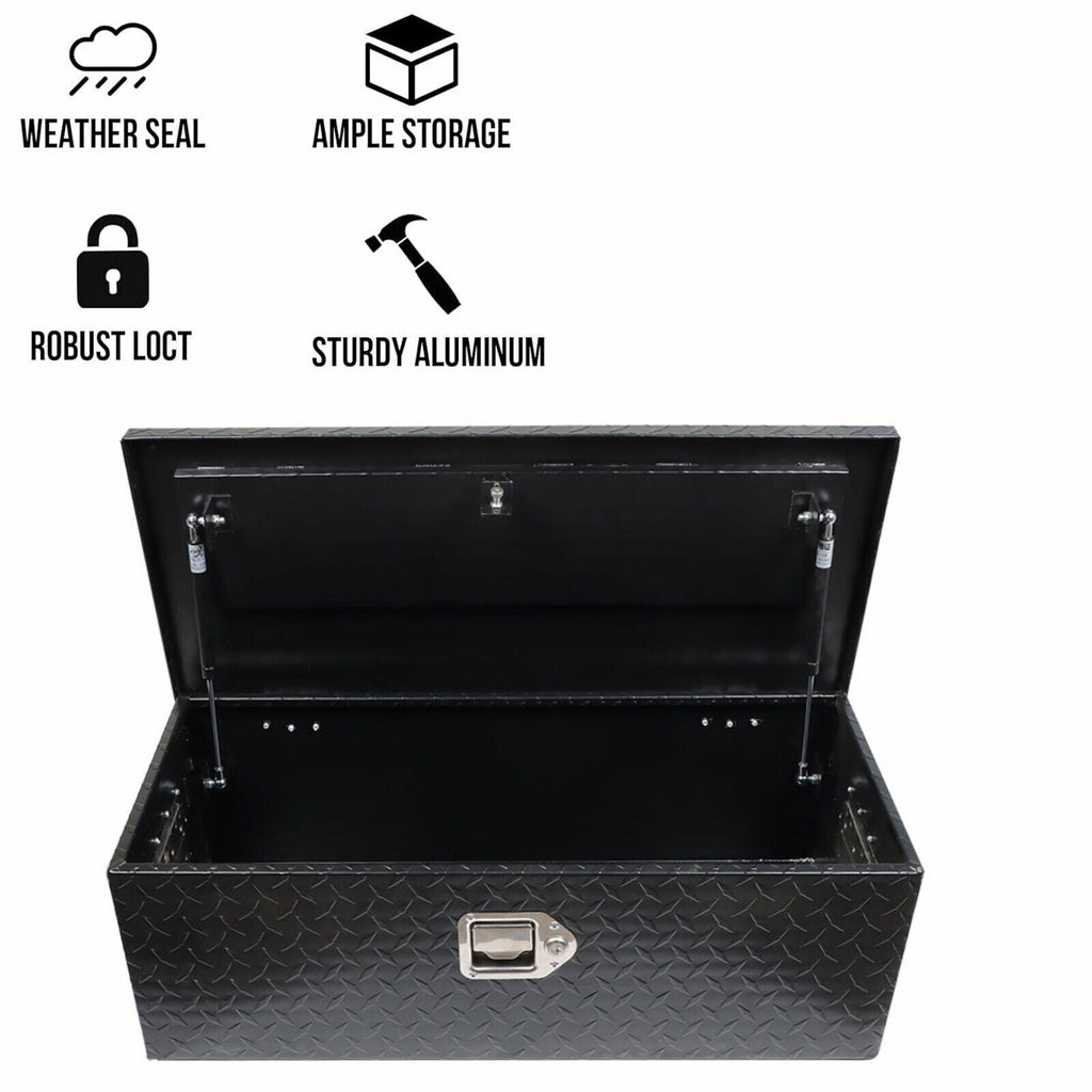 Aluminum Black  Tool Box For Pickup Trailer Truck Storage 30 Inch