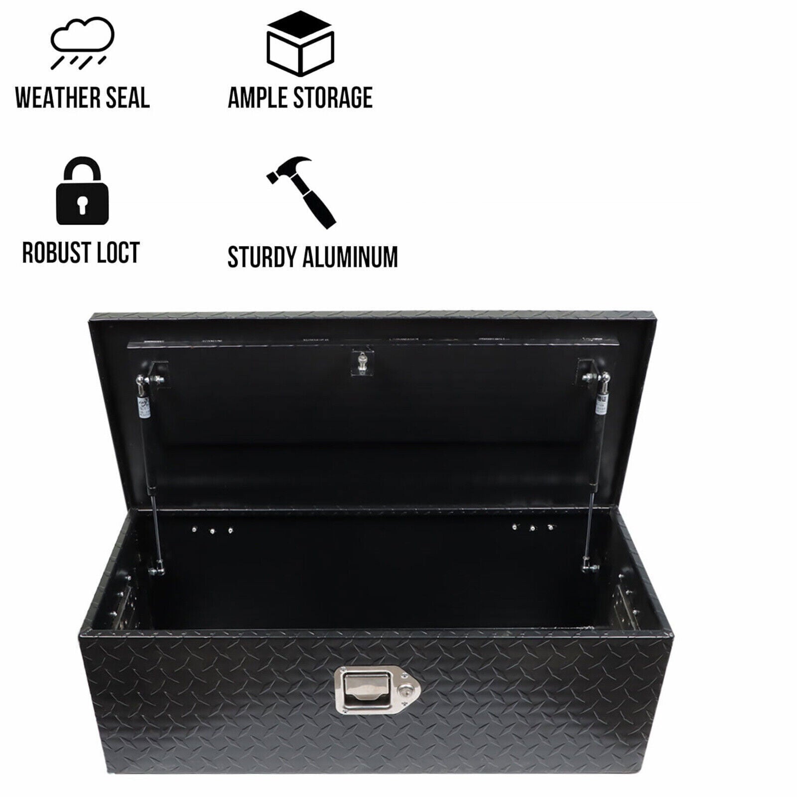 Aluminum Black  Tool Box For Pickup Trailer Truck Storage 30 Inch
