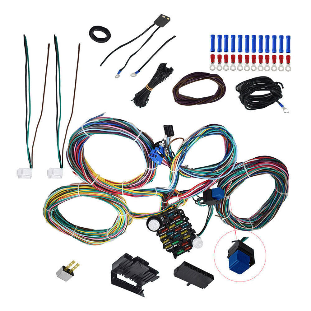 Universal 21 Circuit Wiring Harness For Chevrolet Ford Jeep Hotrods