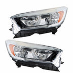 Left+Right Side Headlights DRL For 2017-2019 Ford Escape Halogen Chrome