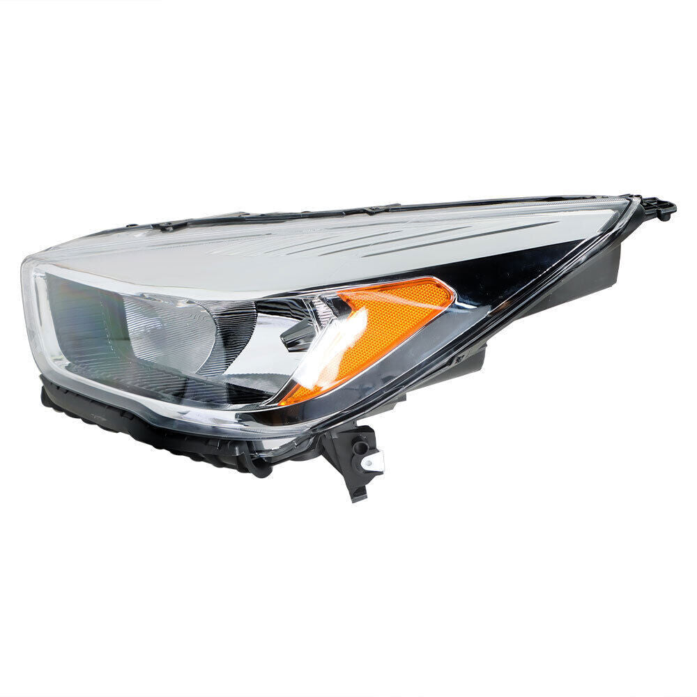 Left+Right Side Headlights DRL For 2017-2019 Ford Escape Halogen Chrome