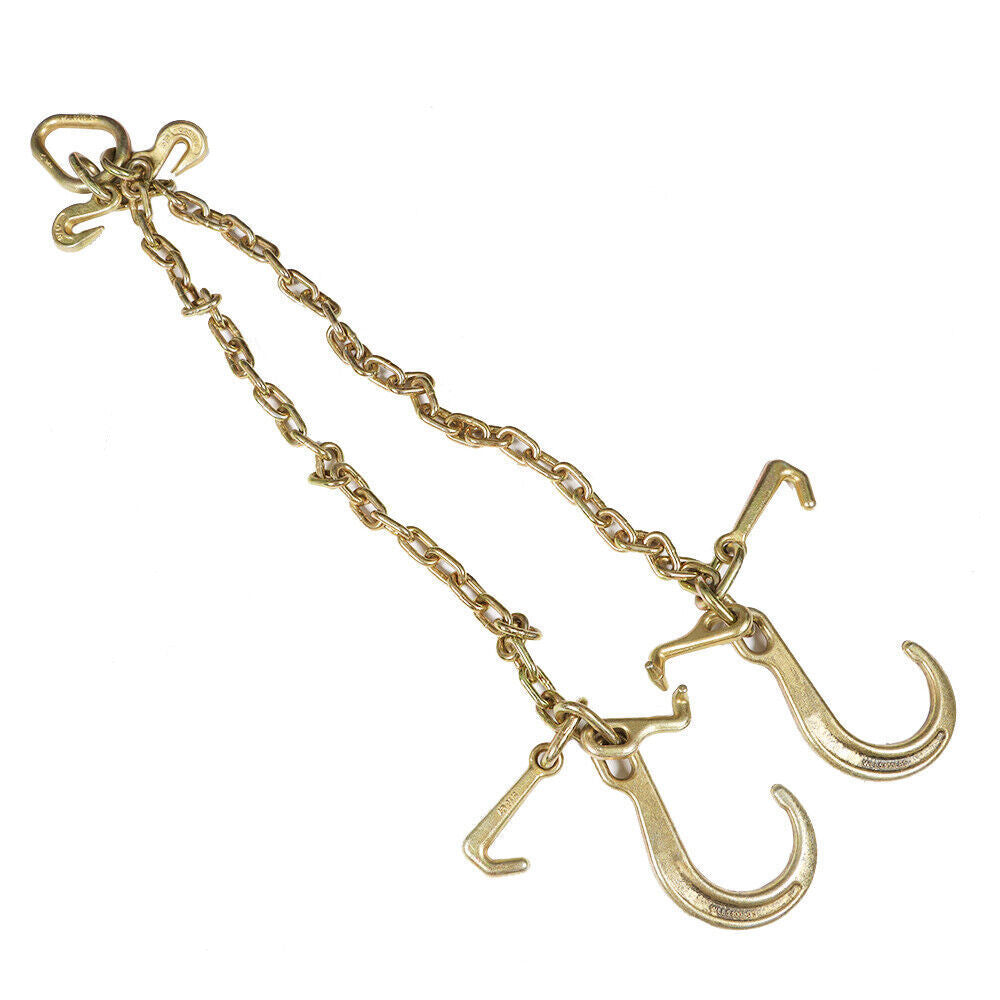 V-Chain Bridle w/ 8" Medium J Hooks, T- Hook & J-Hook w/Grab Hooks 5/16''x3' G70