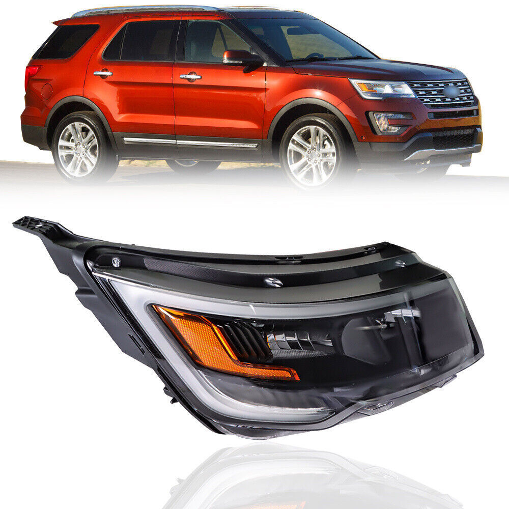 Right Headlight For 16-18 Ford Explorer Sport Halogen W/LED DRL Halogen