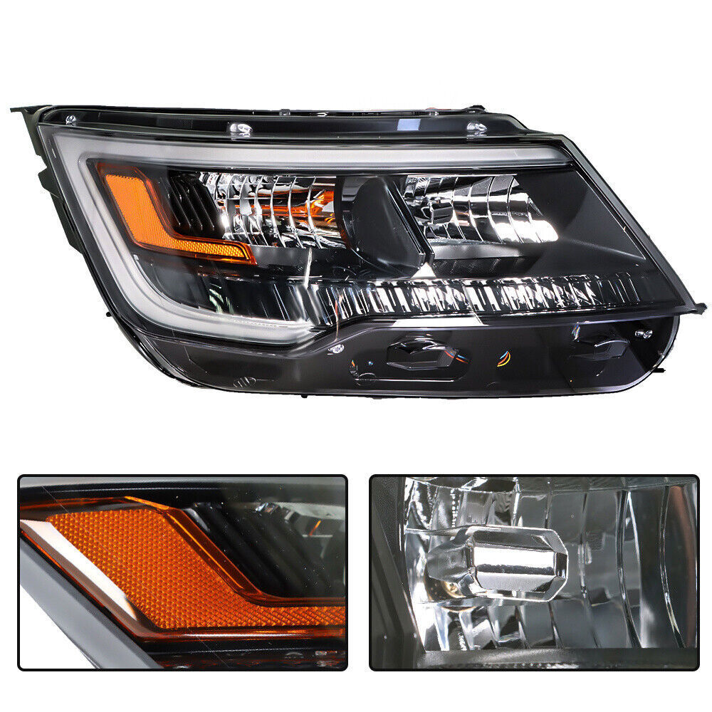 Right Headlight For 16-18 Ford Explorer Sport Halogen W/LED DRL Halogen