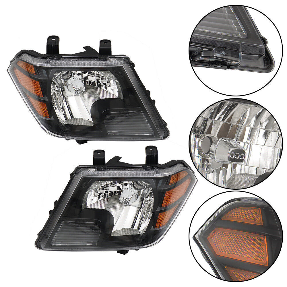 Left+Right Headlight For 2009-2021 Nissan Frontier Truck Black Halogen