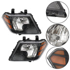 Left+Right Headlight For 2009-2021 Nissan Frontier Truck Black Halogen
