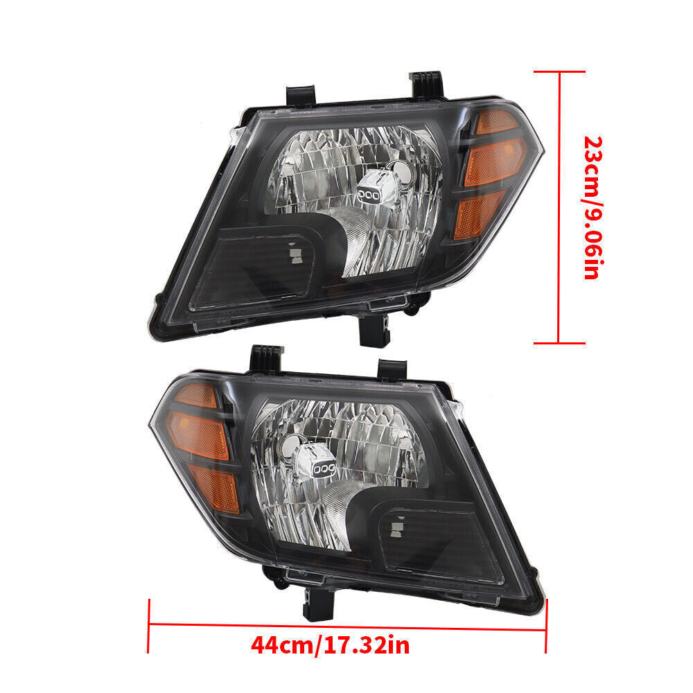 Left+Right Headlight For 2009-2021 Nissan Frontier Truck Black Halogen