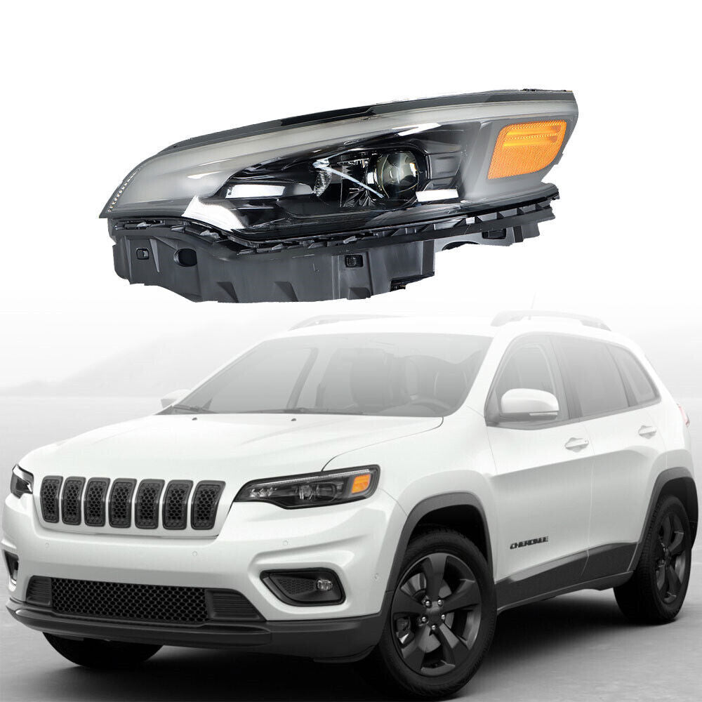 Left Headlight For 2019-2022 Jeep Cherokee Black Housing LED W/Ballast