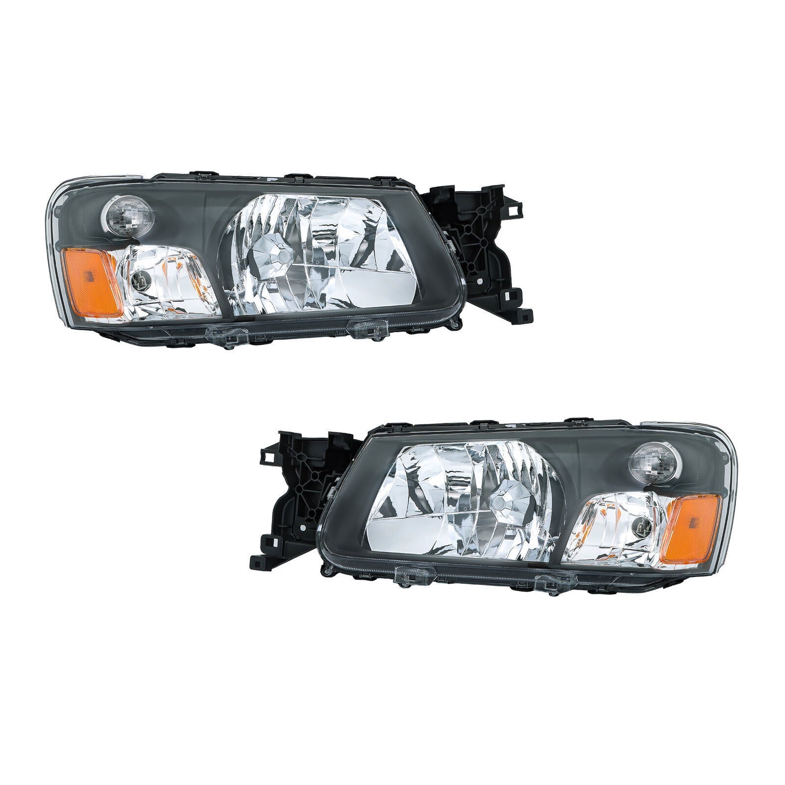 Left+Right Headlight For 2003-2004 Subaru Forester Halogen Black Housing