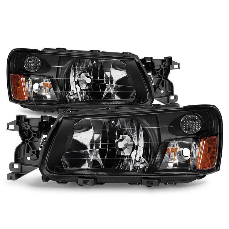 Left+Right Headlight For 2003-2004 Subaru Forester Halogen Black Housing