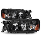 Left+Right Headlight For 2003-2004 Subaru Forester Halogen Black Housing