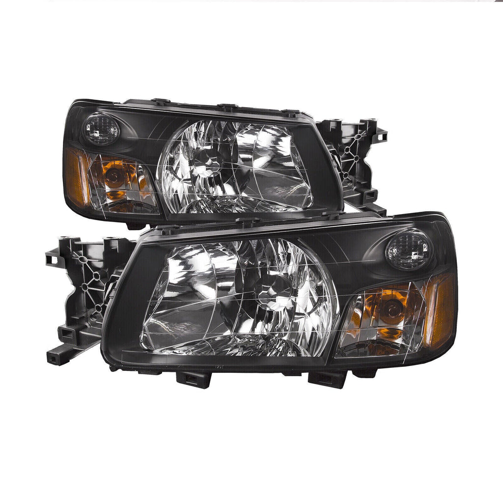 Left+Right Headlight For 2003-2004 Subaru Forester Halogen Black Housing