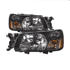 Left+Right Headlight For 2003-2004 Subaru Forester Halogen Black Housing