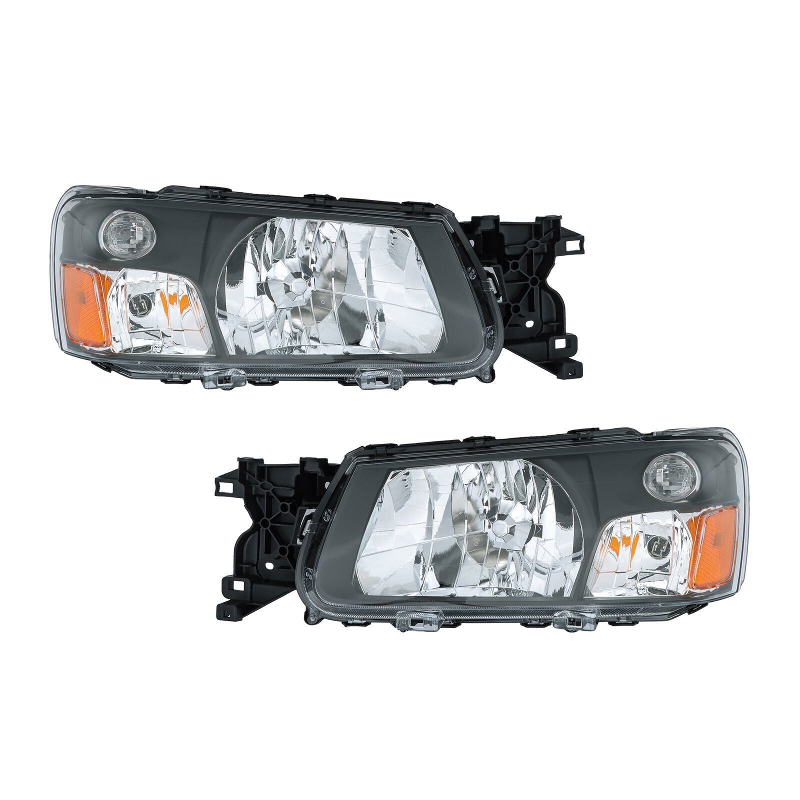 Left+Right Headlight For 2003-2004 Subaru Forester Halogen Black Housing