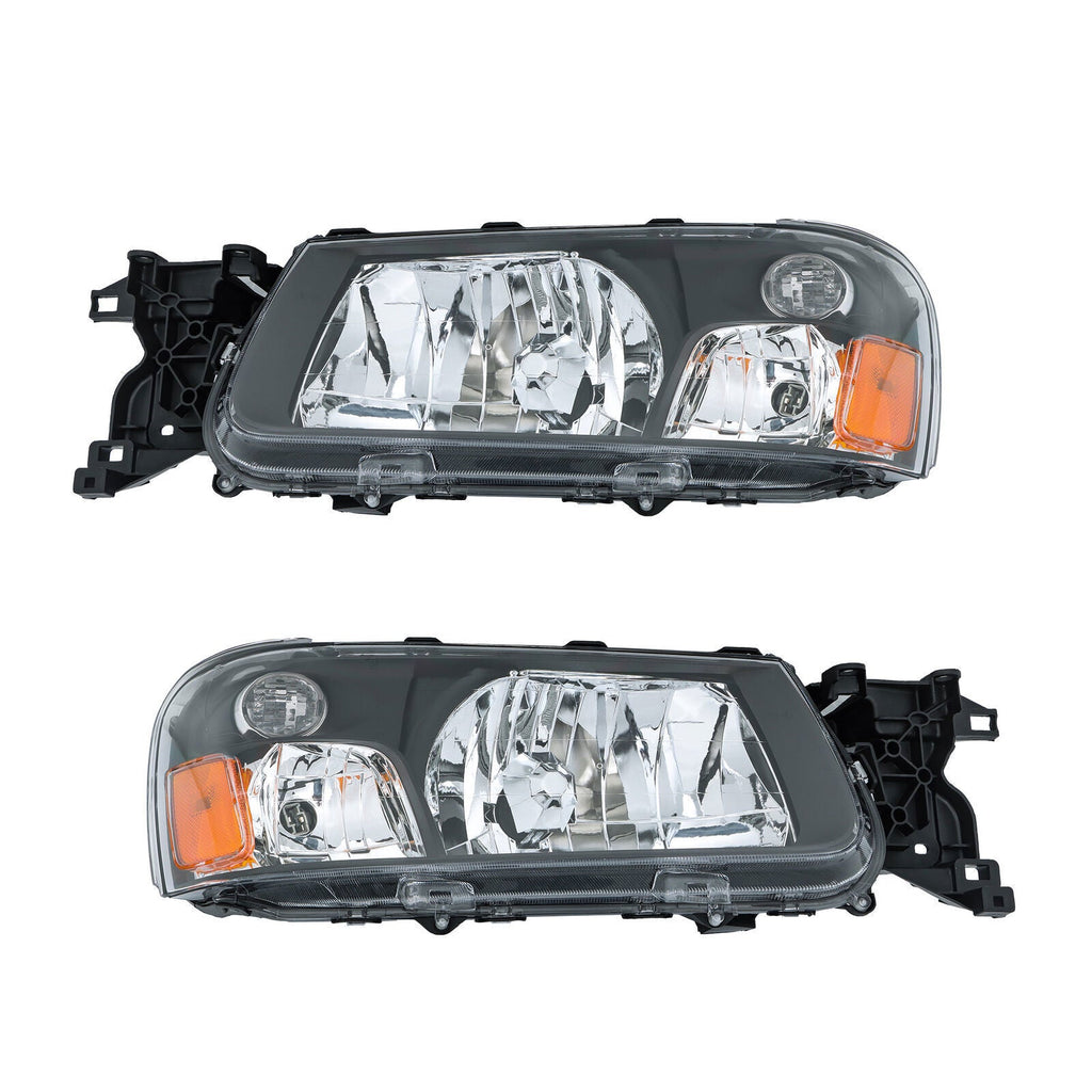 Left+Right Headlight For 2003-2004 Subaru Forester Halogen Black Housing