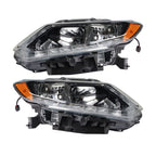 Right+Left Headlight For 2014-2016 Nissan Rogue Halogen Chrome Housing