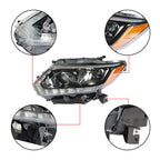 Right+Left Headlight For 2014-2016 Nissan Rogue Halogen Chrome Housing