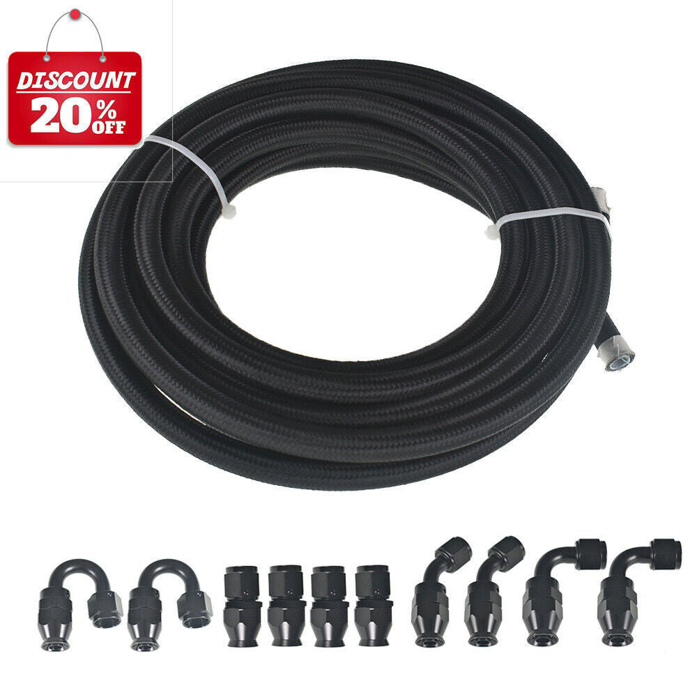 8AN 20FT PTFE fuel line hose kit, E85 stainless steel nylon braided hose