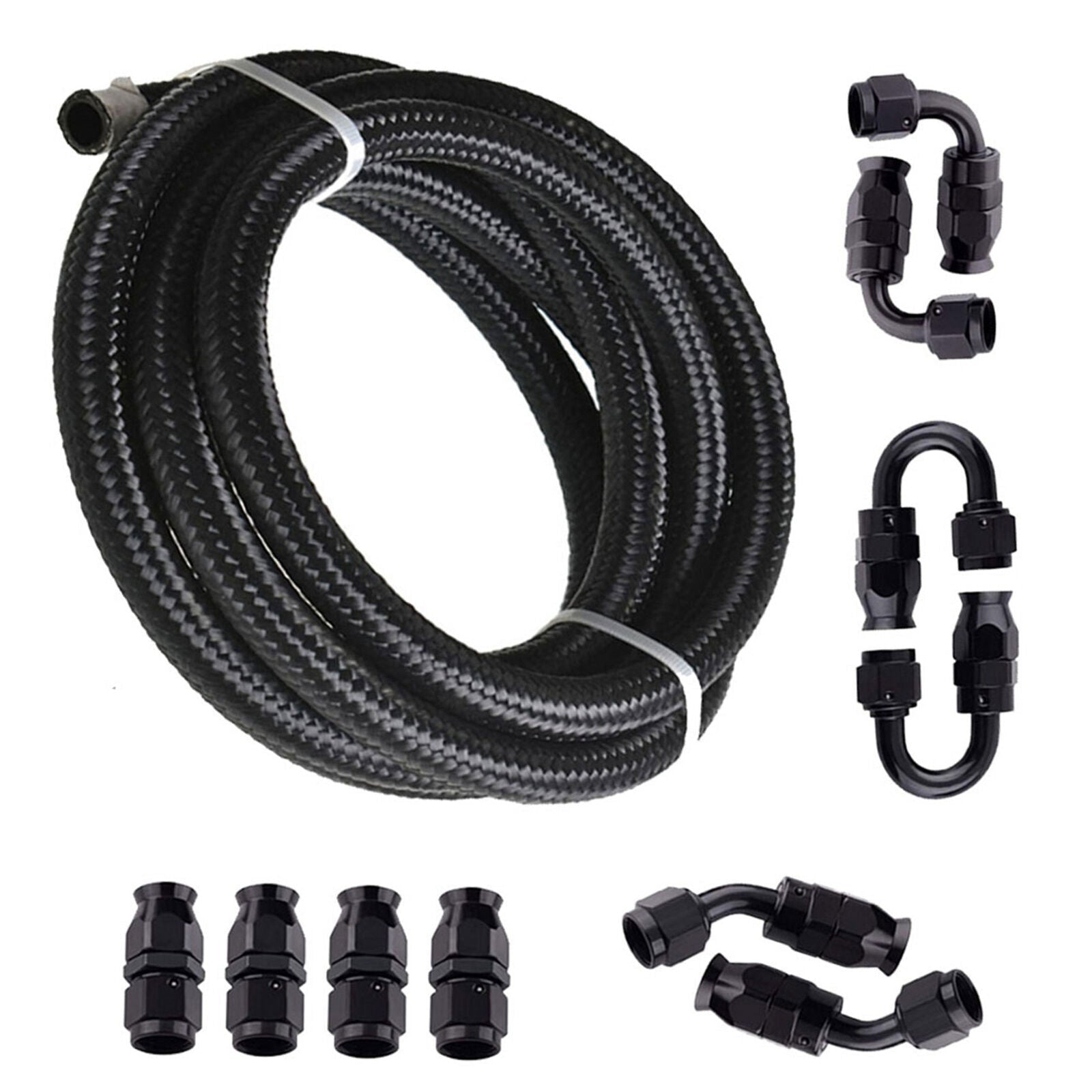 8AN 20FT PTFE fuel line hose kit, E85 stainless steel nylon braided hose