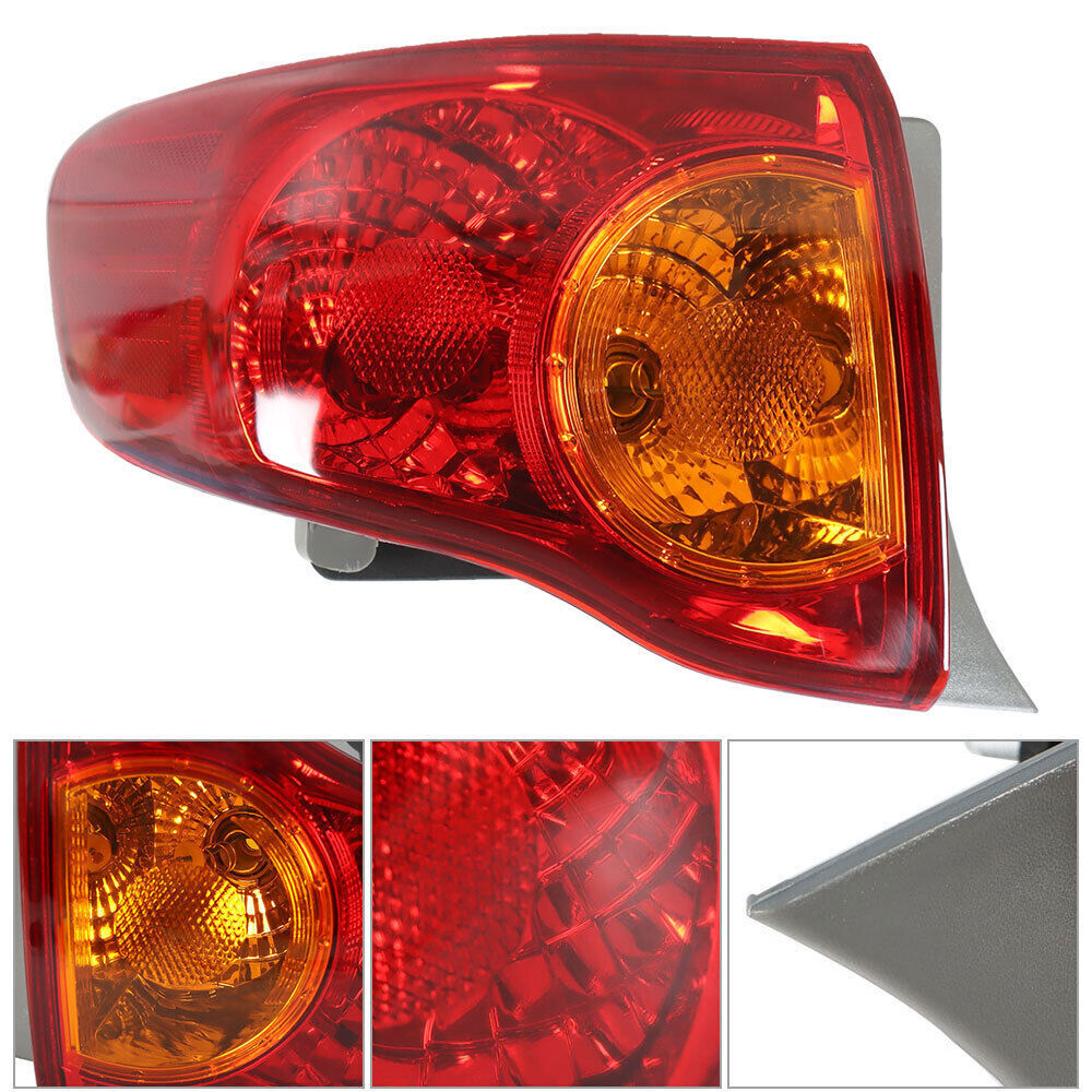 Outer Tail Light For 2009-10 Toyota Corolla Left Driver LH Black Housing