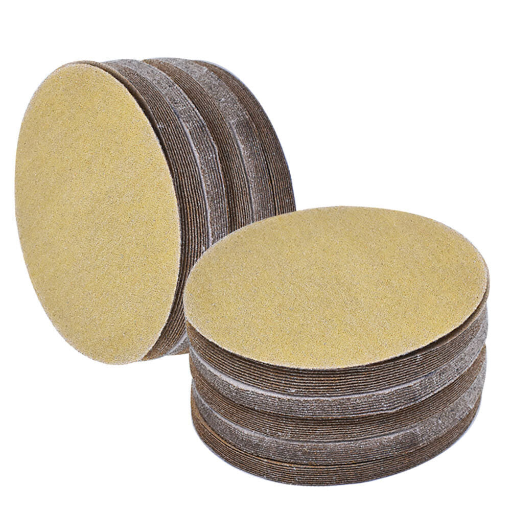 100 Pack 80 Grit 5 Inch Hook Pads Sanding Disc Flocking NO-Hole Sand Paper