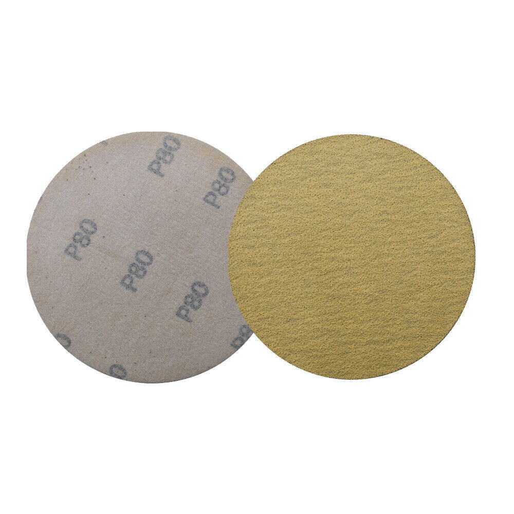 100 Pack 80 Grit 5 Inch Hook Pads Sanding Disc Flocking NO-Hole Sand Paper