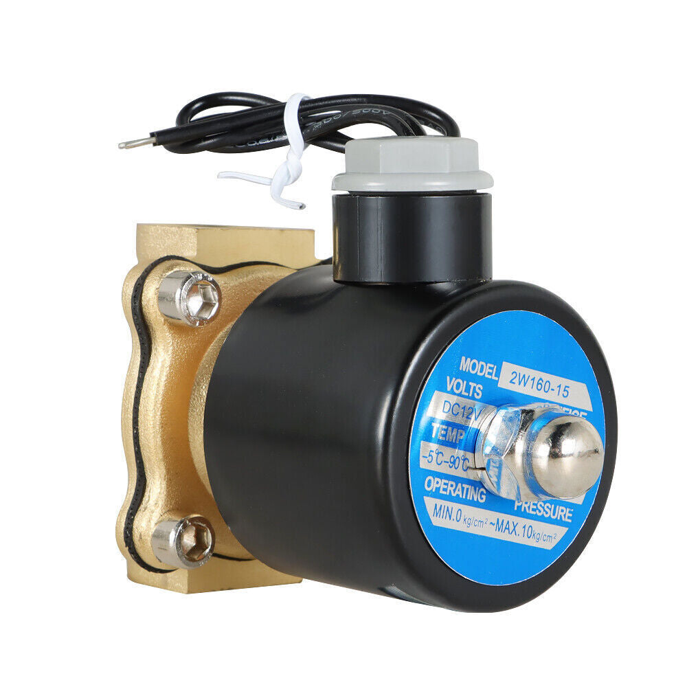 1/2 In NPT 12V DC Brass Electric Solenoid Valve Water Air Gas Viton NC