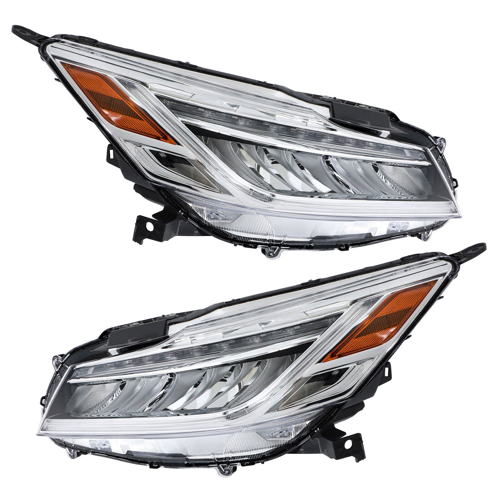 Right+Left Full LED Headlights Chrome For 2016-2017 Honda Accord Sedan