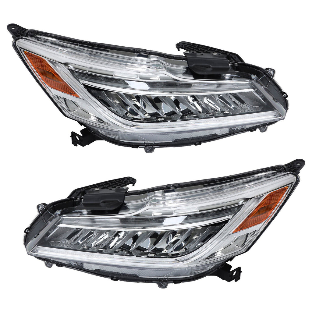 Right+Left Full LED Headlights Chrome For 2016-2017 Honda Accord Sedan