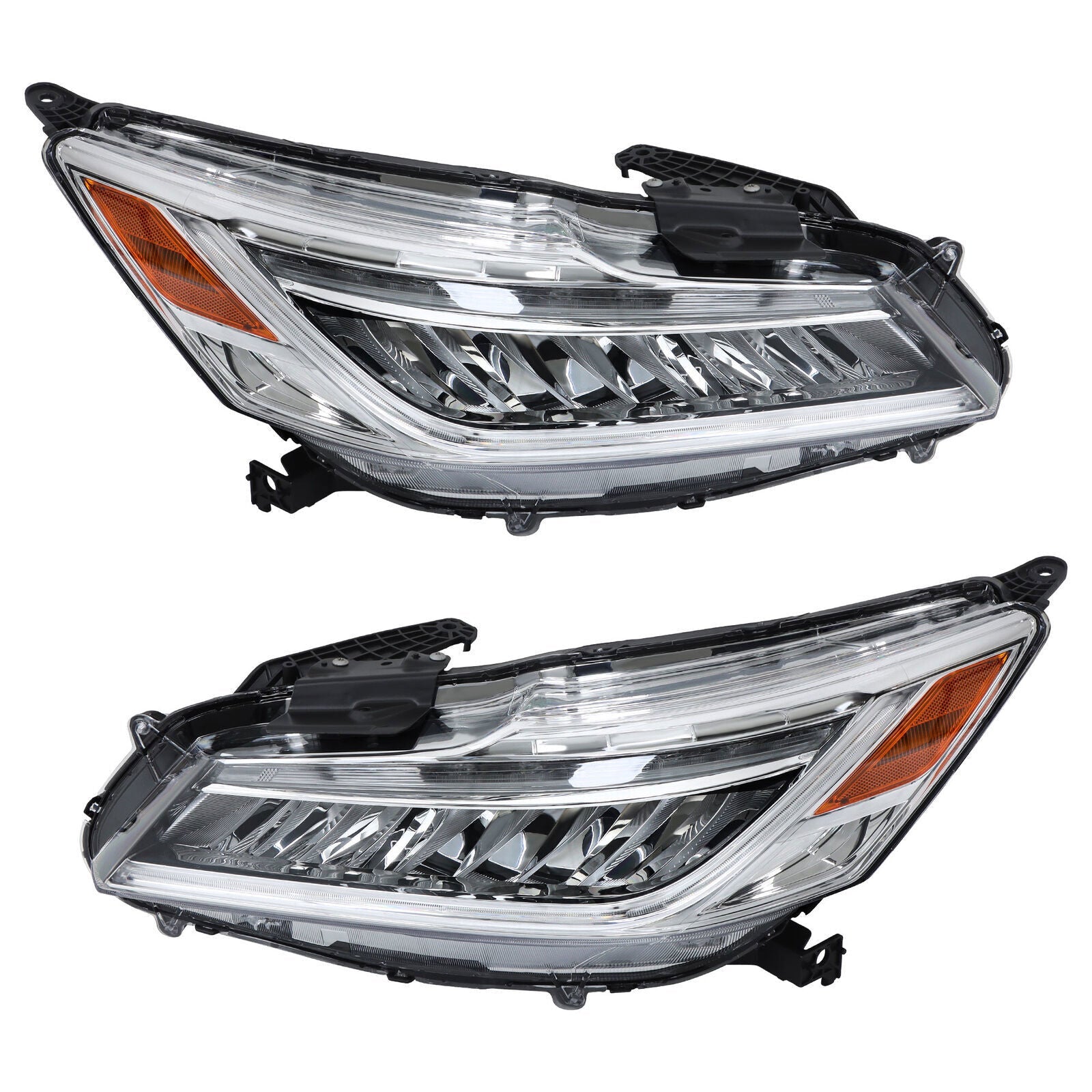 Right+Left Full LED Headlights Chrome For 2016-2017 Honda Accord Sedan
