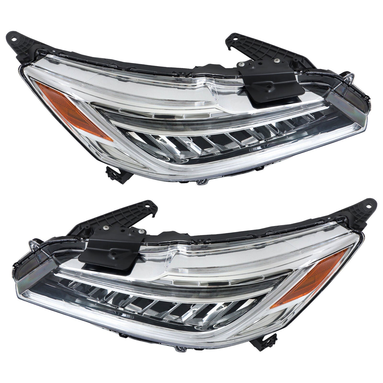 Right+Left Full LED Headlights Chrome For 2016-2017 Honda Accord Sedan