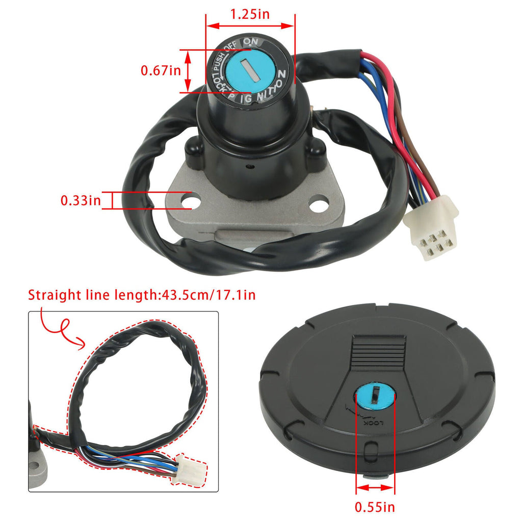 For Kawasaki KL250 KLR250 86-05 KL600 KLR650 87-07 Ignition Switch Fuel Gas Cap