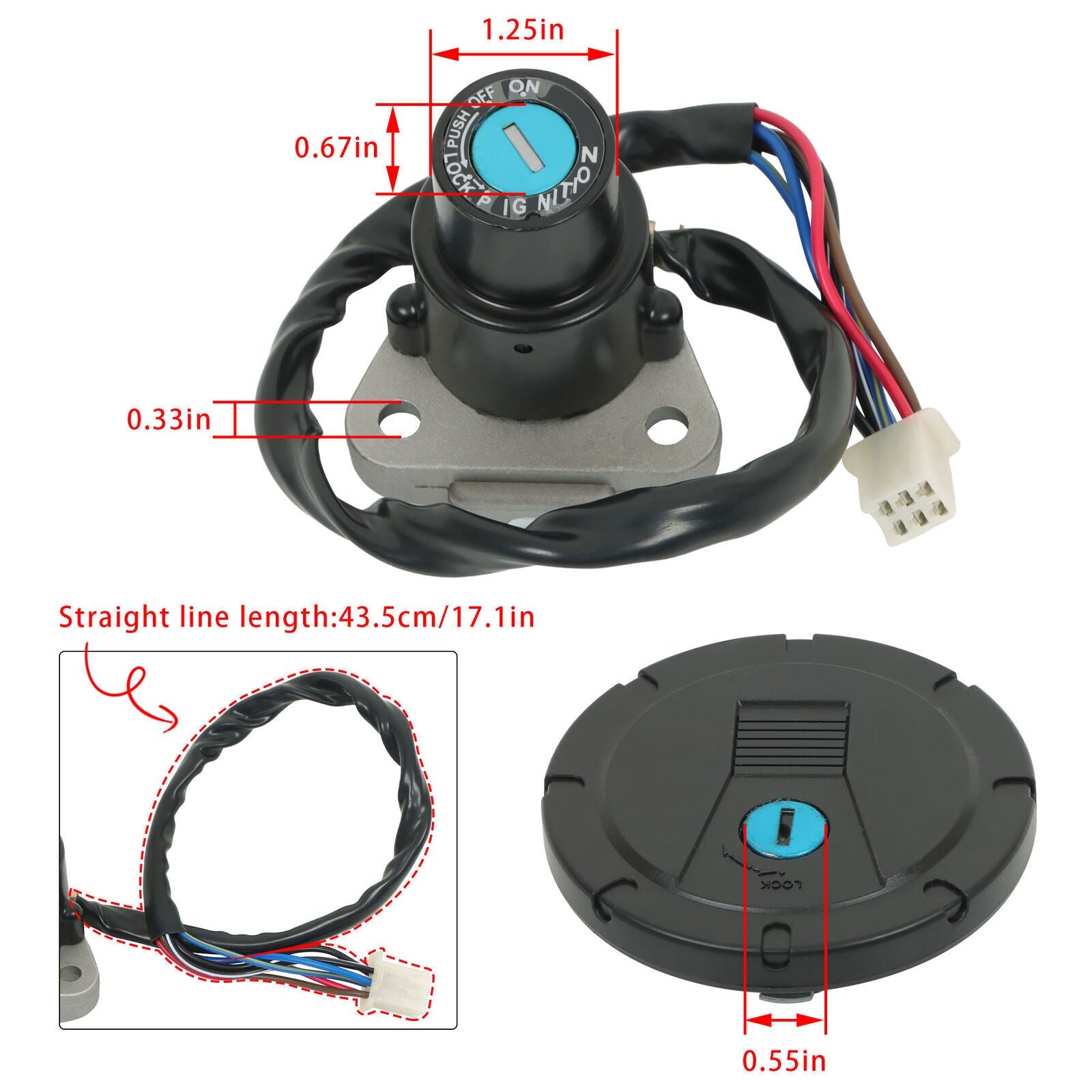 For Kawasaki KL250 KLR250 86-05 KL600 KLR650 87-07 Ignition Switch Fuel Gas Cap