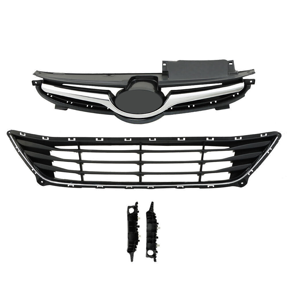 Upper Lower Grille W/Bumper Brackets Set For Hyundai Elantra 2014-2016
