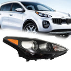 Right Headlight For 2017-2019 Kia Sportage Halogen w/LED DRL Black RH