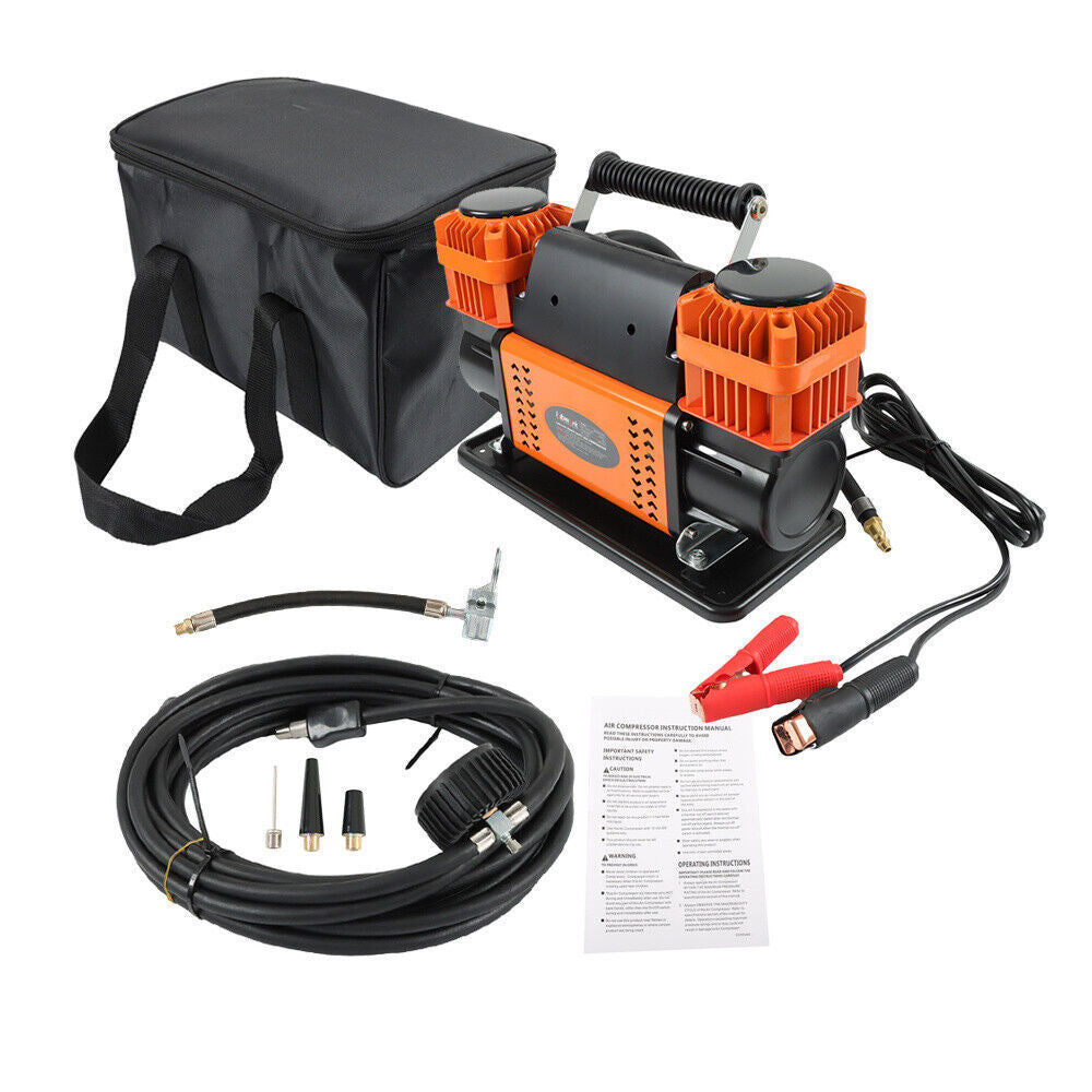 12V Heavy Duty Dual Cylinder Portable Inflator For Truck Tires RV