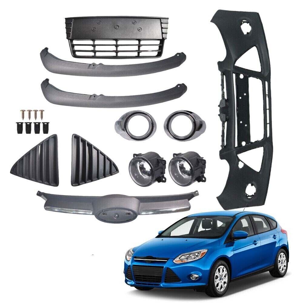 Front Bumper Cover & Grille Fog Lights Assembly For 2012-2014 Ford Focus