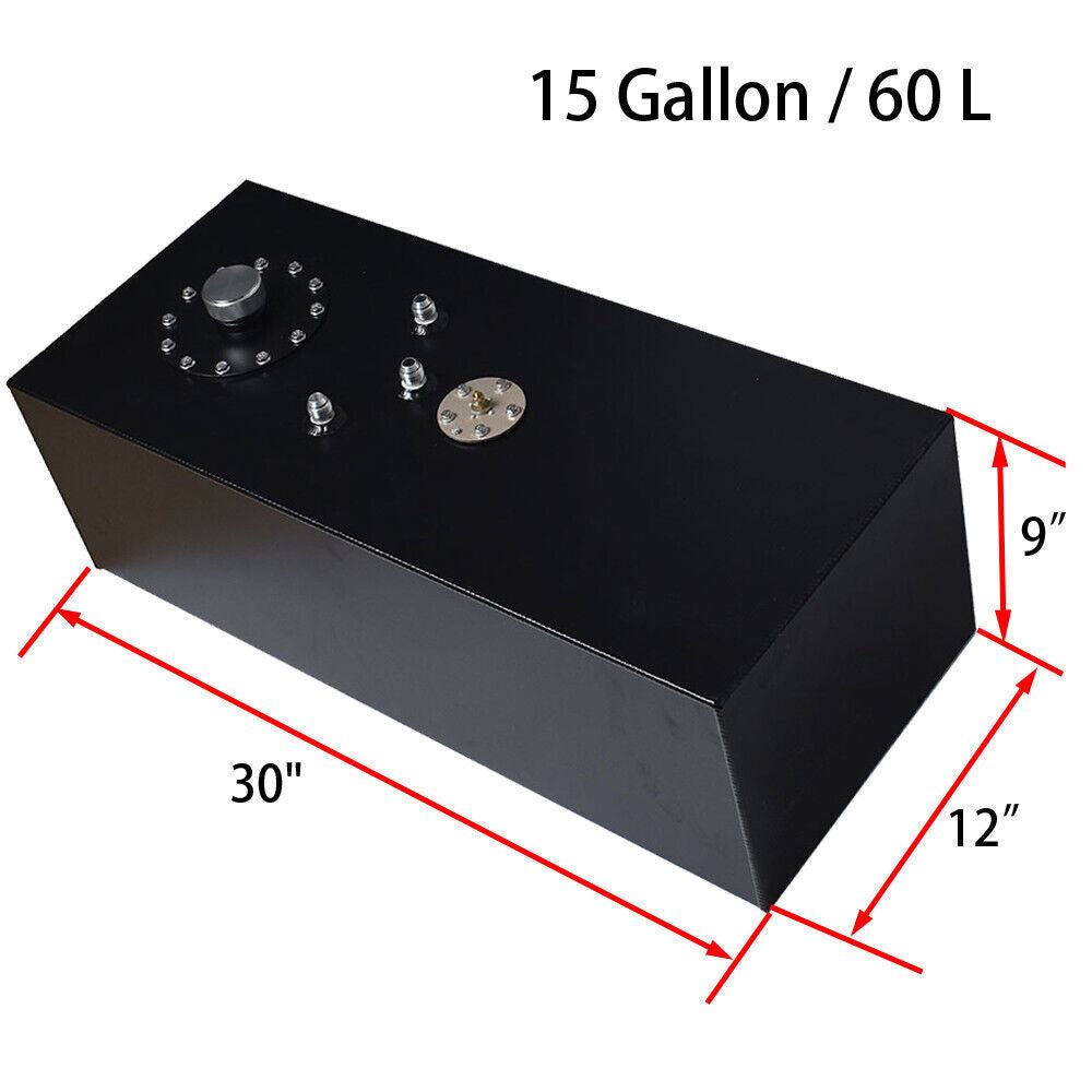 15 Gallon 60L Slim Race Drift Fuel Cell Gas Tank+level Sender Aluminum